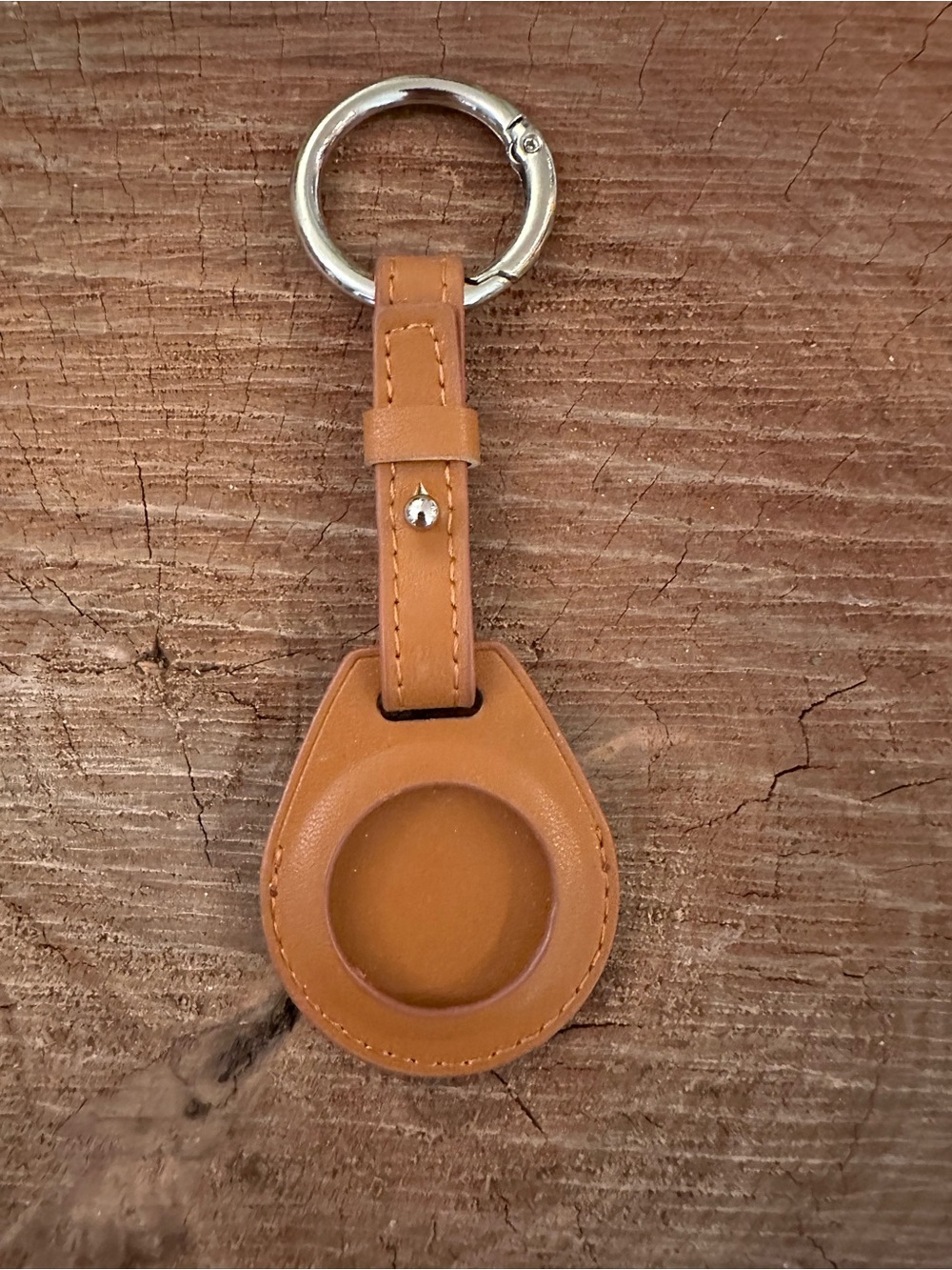 Faux Leather AirTag holder - Tan
